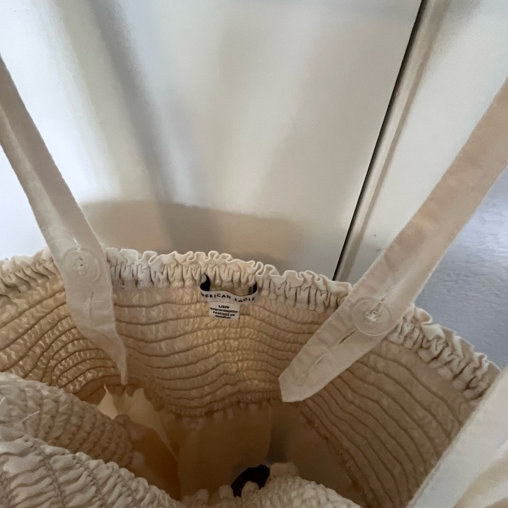 American Eagle Outfitters Cream Smocked Sundress - Picture 5 of 7